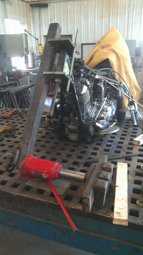 Straightening a motorcycle frame